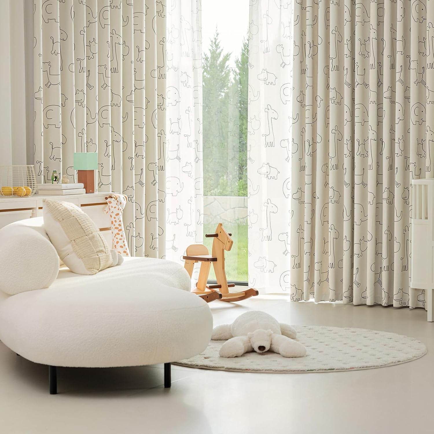 ENJOYBRIDAL Animals Patterned 84 Inch Curtains for Bedroom Semi Blackout Drapes Grommet Girls Room Decor Window Curtains 2 Panels Floor Length Room Darkening Kids Cute Window Treatments