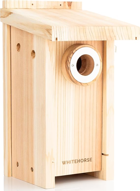 WHITEHORSE Bluebird House - Weatherproof Bird House for Outdoors - Cedar Birdhouse Built to NABS Specs - Nest Box for Bluebirds, Chickadees, Titmice, Wrens, Nuthatches & More (15 Floor)
