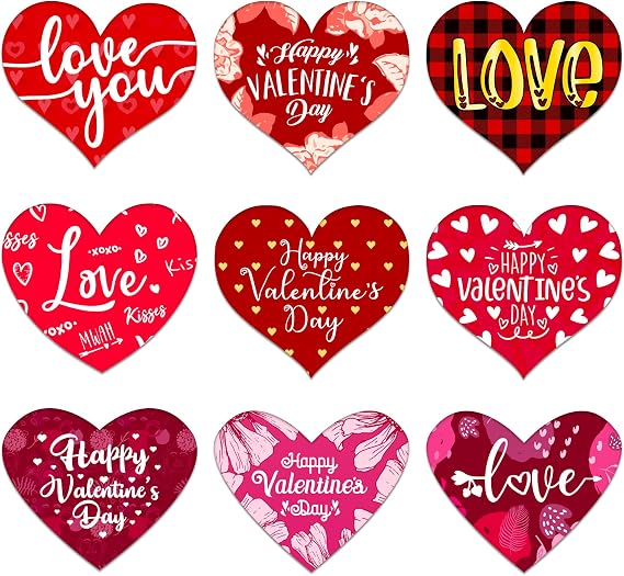 SICOHOME Valentine's Day Heart Stickers for Kids,207pcs Love Heart Decorative Label Stickers,1.5" Valentine's Day Love Heart Sticker for Valentine's Day, Anniversaries, Scrapbook, Party Favor Supplies