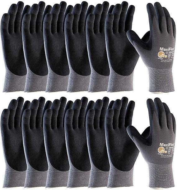 MaxiFlex Safety Work Gloves 34-874 Nitrile Micro-Foam Grip Palm & Fingers - Excellent grip and abrasion resistance