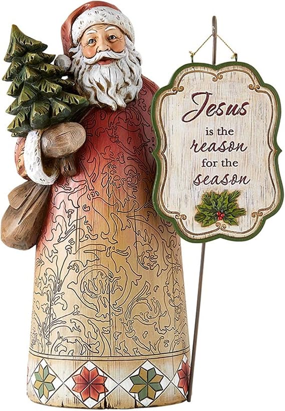 Neşeli İsa Sezonun Nedeni Noel Baba Heykelcikler, Tam Renkli Noel Haberleri Dini Heykel Masa Üstü Dekorasyon, 30 cm
