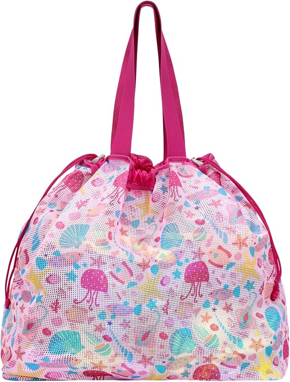Extra Large Mesh Beach Bag with Drawstring - Sand Toy Bag