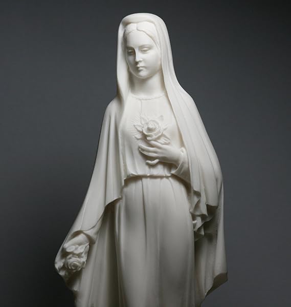 Virgin Mary Mother of Jesus Holy Our Lady of Rose Madonna Statue Cast Alabaster