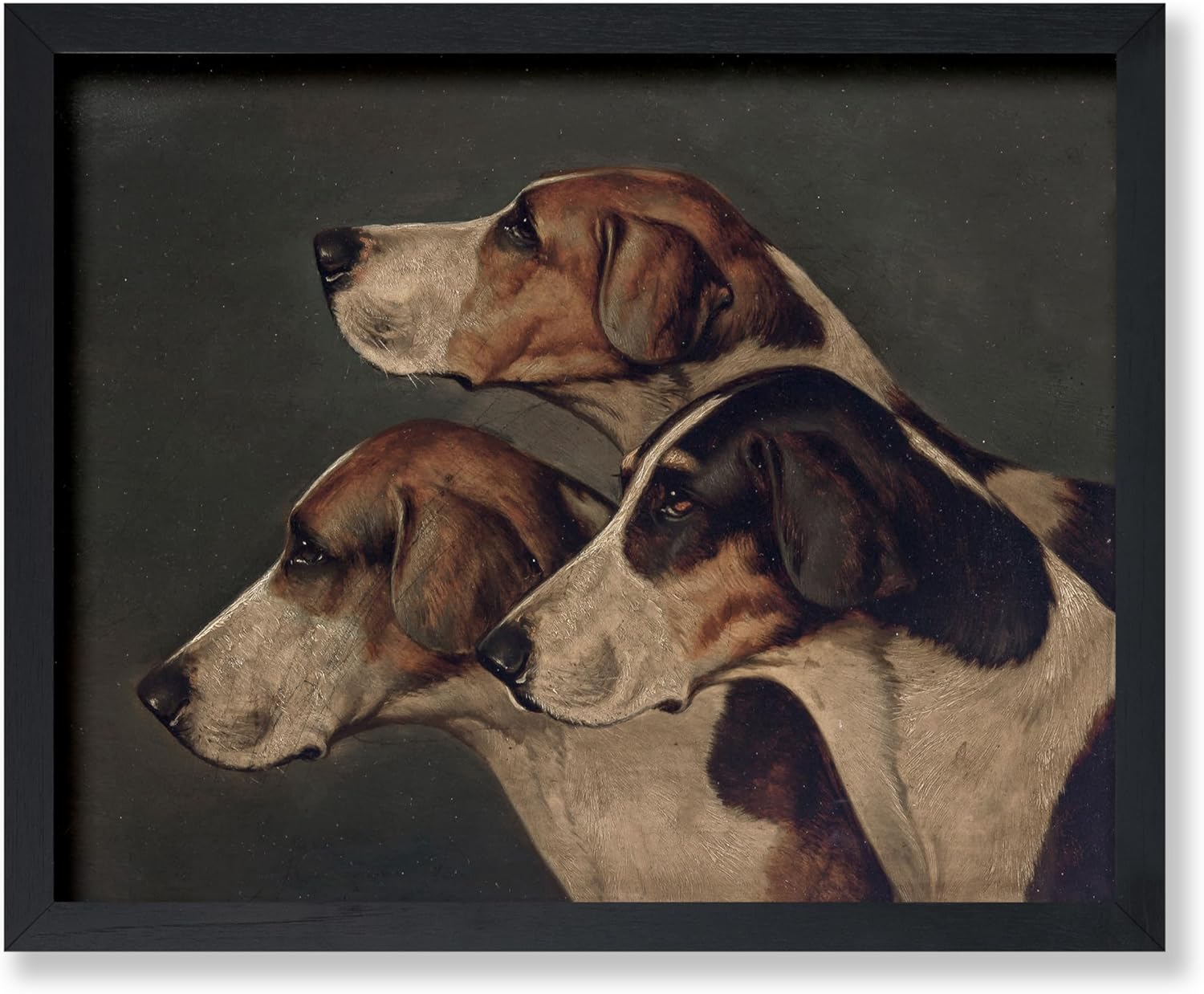 Poster Master Vintage Three English Foxhounds Poster - Retro Dogs Portrait Print - Moody Art - Dog Art - Gift for Men, Women & Animal Lover - Decor for Bedroom or Living Room - 11x14 UNFRAMED Wall Art