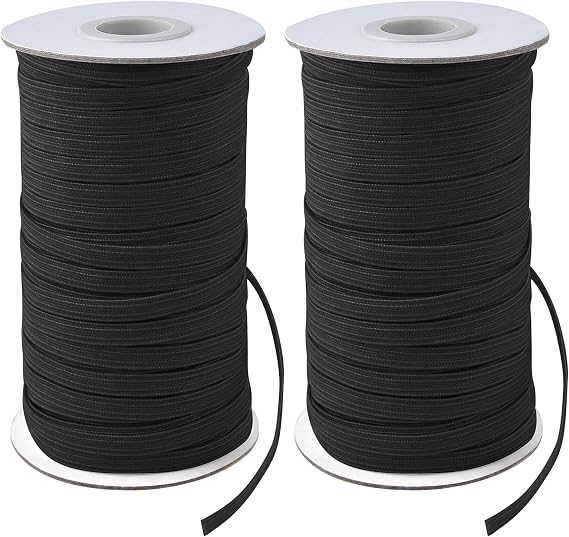 Coopay 40 Yards Length 1/2" Width Elastic Bands Flat Elastic Cord Rope Heavy Stretch Spool Knit for Sewing DIY Projects, Arts & Crafts, 2 Rolls, 20 Yards/Roll (Black, 1/2 Inch)