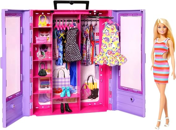 Barbie and the Purple Closet Closet with lots of outfits! HJL66_J Doll & Fashion Set, Barbie Doll & Accessories, For 3 Years & Up