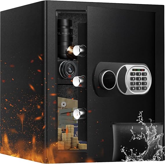 50L Office Safe, Fireproof Waterproof, Keypad + Keys, LED