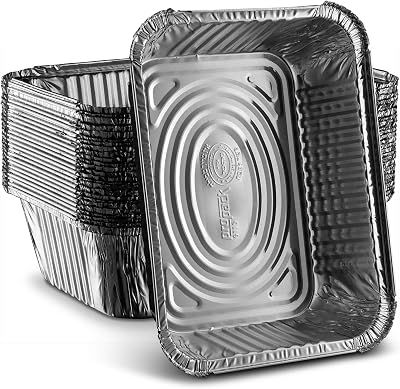 [25 Pack - 5lb] Propack Disposable Aluminum Foil Meal Prep Cookware Half Size Containers, Oven, Toaster, Grill, Cooking, Roasting, Broiling, Baking, Event, Take Out, Restaurant
