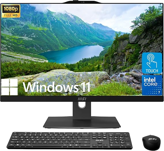 msi Modern 23.8" All-in-One Desktop Computer, FHD IPS Touchscreen, 10-core Intel Core 7 Processor 150U, 16GB DDR5, 1TB SSD, Wi-Fi 6E, HDMI, Webcam, Wireless KB&Mouse, Windows 11 Home