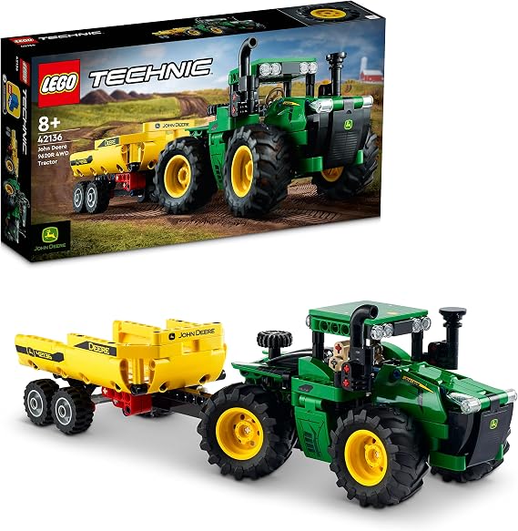 LEGO® Technic John Deere 9620R 4WD Tractor Toy Tractor Construction Set for Children Ages 42136-8 and Over (390 Pieces)