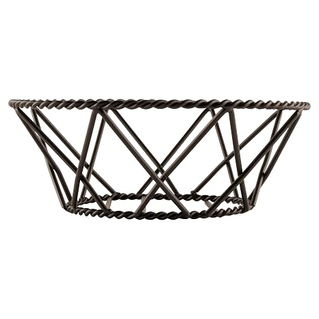 G.E.T. 4-31433 Black Round Braided Rim Metal Wire Basket Iron Powder Coated Wire Baskets Collection | Braided design, Restaurant service, Great for Sandwiches, Fries, Appetizers and Table Service