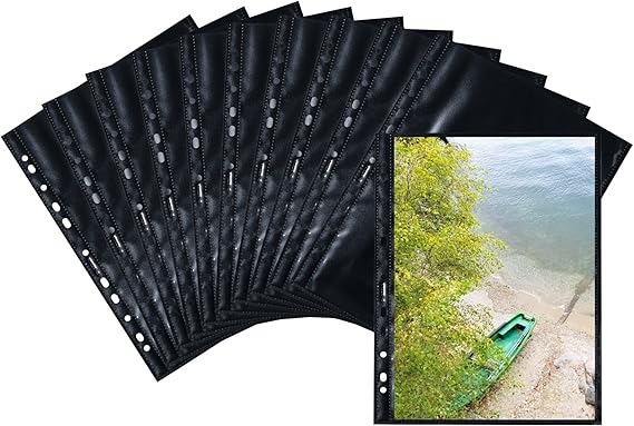 HERMA Photo Pockets for Ring Binder Albums, Acid Free, 20 x 30 cm Portrait Format, 20 Pockets, Black
