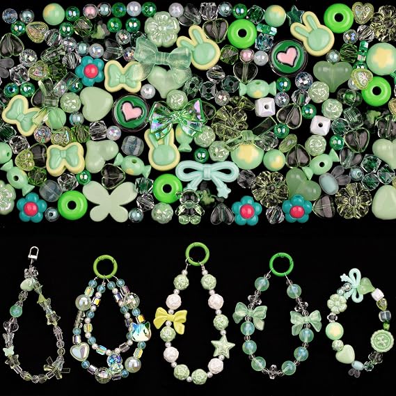 LAIDANLA Green Acrylic Assorted Beads for Bracelet
