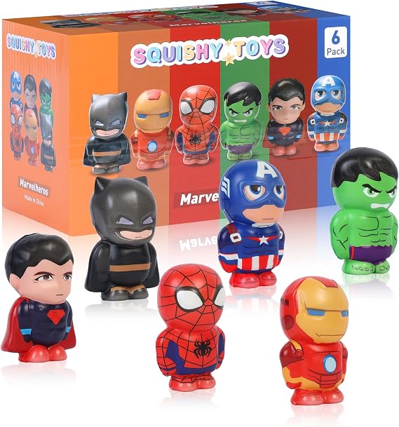 Marvelheros Squishy Squeeze Toys Soft and Cute Slow Rising Fidget Toys Birthday Gifts School Classroom Prizes Home Crafts Ornaments for Kids and Adults Stress Relieving Venting(6 Pack)