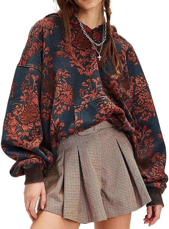 GGOOB Y2k Oversized Hoodies Women Vintage Camo Cheetach Print Hoodie Pullover Trendy Graphic Hooded Sweatshirt