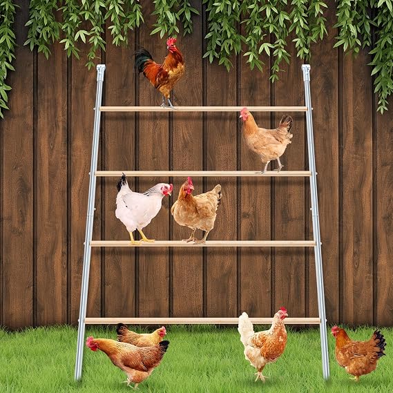 Wenqik Large Chicken Perch Chicken Roosting Bars for Coop Easy Installation Ladder for Backyard Poultry Galvanized Wood Entertaining Roost Toys for Hen Coop Accessories(55'' L x 41'' W)