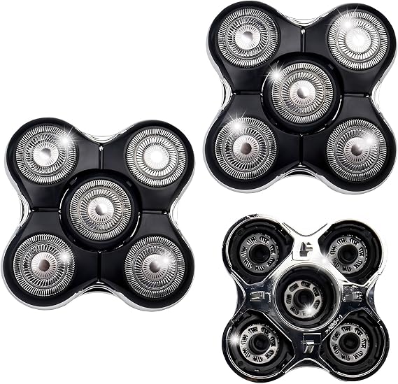 2PCS Shaver Replacment Heads Compatible with Reming-ton Balder RX5/XR7000/XR1500, 5 Dual Track Heads for Remington Shaver Replacement Heads, Wet & Dry Head Shaver for Bald Men