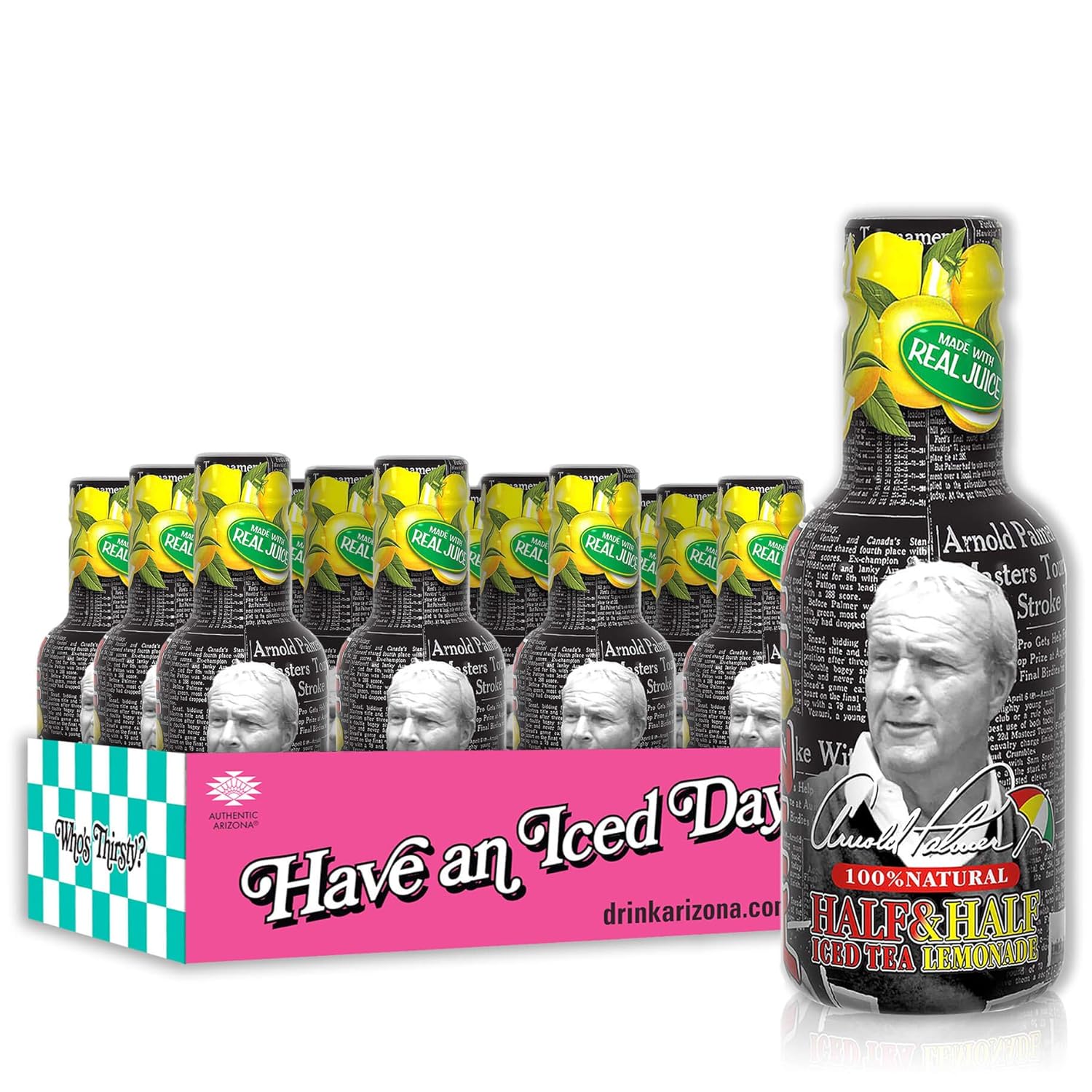 AriZona Arnold Palmer Half Iced Tea Half Lemonade, 16.9 Fl Oz Pack of 12