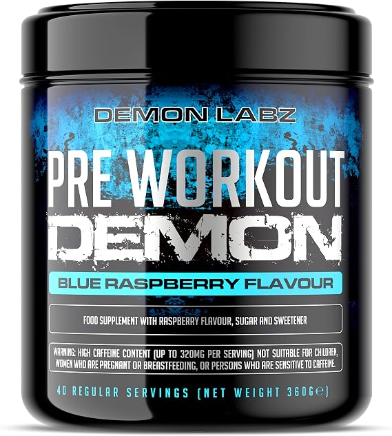 Pre Workout Demon - Pre Workout Powder, Creatine (Blue Raspberry, 360g)