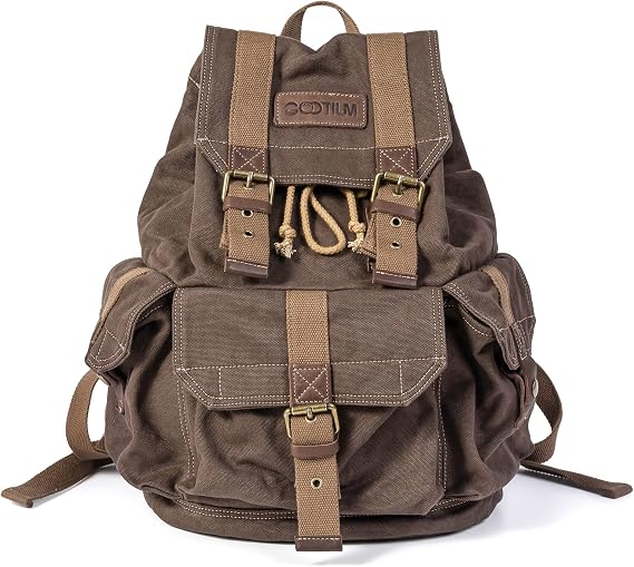 Gootium Canvas Backpack - Vintage Outdoor Rucksack Travel Day Pack
