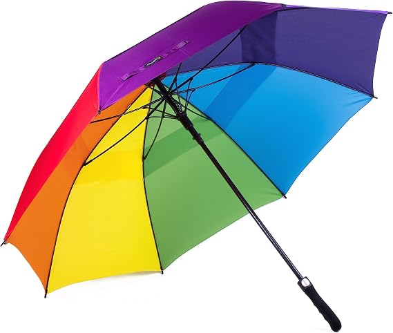 Parquet Rainbow Umbrella Extra-Strong Golf Umbrella - Windproof Vented Automatic Open