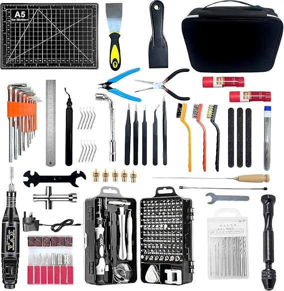 201 PCS 3D Printer Tools Kit,3D Printing Accessory Kit with Password Lock Storage Bag,3D Printer Accessory Complete Multi-Tool Set-Removing Tools,Cleaning Tools,Preprocessing Tools,Finishing Tools
