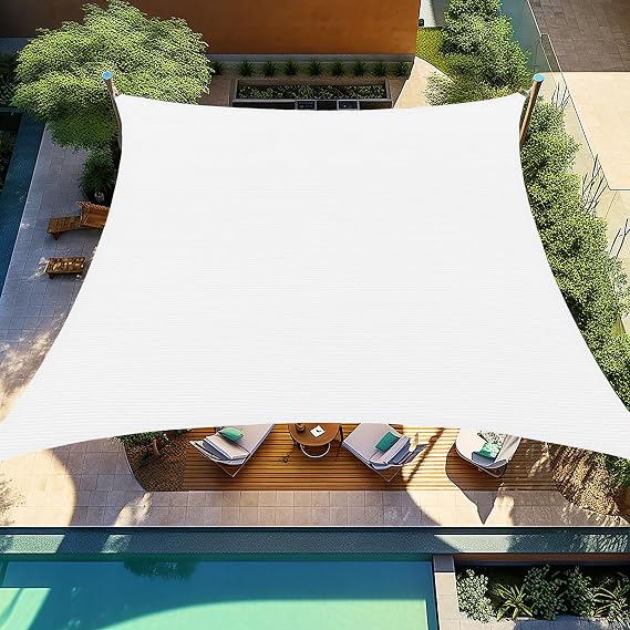 Shade&Beyond 8'X10' Sun Shade Sail White Rectangle