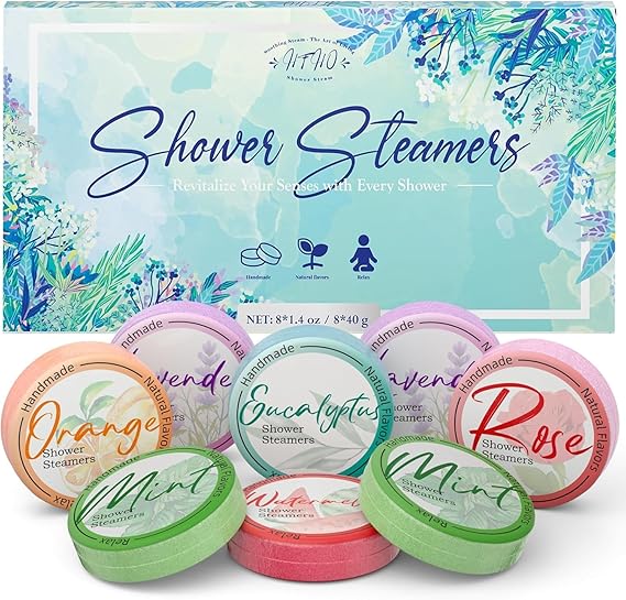 HFHO Shower Steamers Aromatherapy 8 Pack Natural Essential Oils Home Spa | Perfect For Stress Relief, Relaxation And Home Spa Self Care, Birthday Gifts For Women And Men