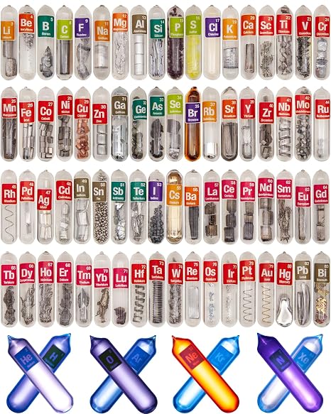 Elements Periodic Table Real, 99.99% Purity, Sealed in Glass Tube, for Gift, Teaching, Display, Collection, 80pcs