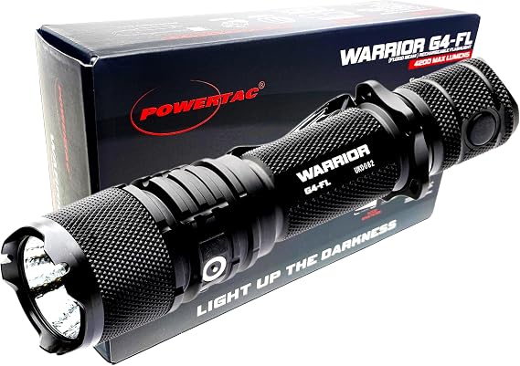 Warrior G4-FL 4200 Lumen (Wide Beam) Tactical Handheld Flashlight High Lumen, Waterproof, USB Rechargeable Flashlight and Dual-Charging Magnetic Police Duty LED Flashlight