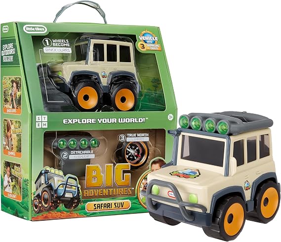 Big Adventures Binocular Searching Safari SUV STEM Toy Vehicle with Binoculars, Flashlight, and Compass for Girls, Boys, Kids Ages 3+