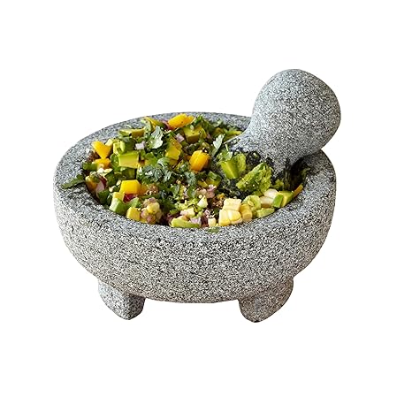 IMUSA USA Super Heavy Traditional Granite Molcajete Spice Grinder, 8-Inch, Gray, 8