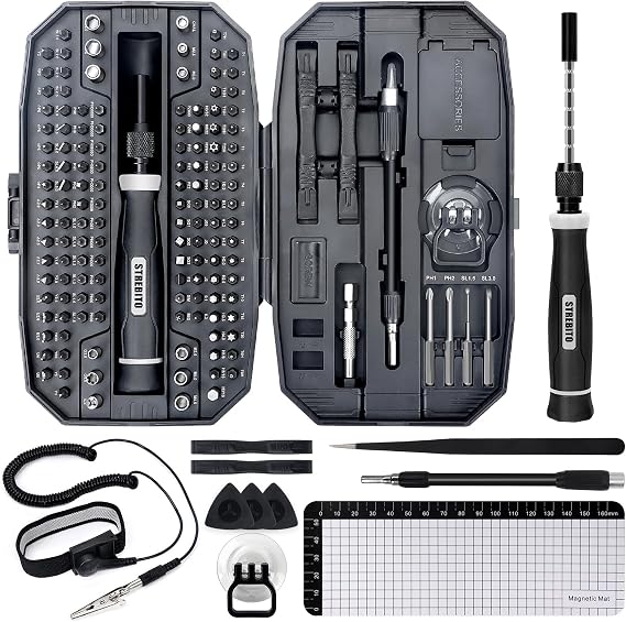 STREBITO 153 in 1 Precision Screwdriver Set With 11" Anti Static Wrist Strap