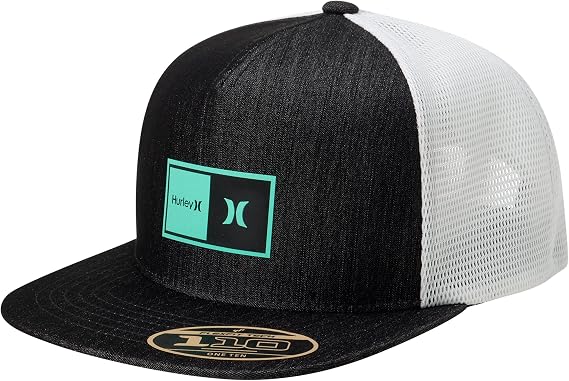 Hurley Mens Cap Flat Brim Snapback Standard Trucker Hat | Lightweight Breathable Build Stays Put for Jogging, Skating or Sports, Six-Panel Design Adjusts to Fit Most Head Sizes