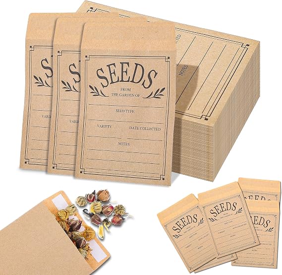 200 Pcs Seed Envelopes, Seed Packets Envelopes, Self Adhesive Sealing Seed Saving Envelopes for Seed Storage, 4.7 * 3.15 Inch Small Envelopes for Collection Vegetable Plants Garden Seeds