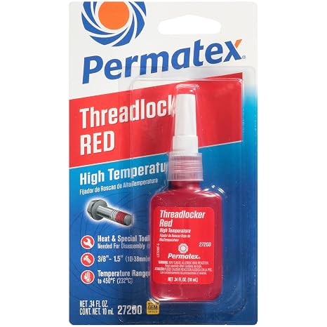 Permatex 27200-6PK High Temperature Threadlocker Red, 10 ml