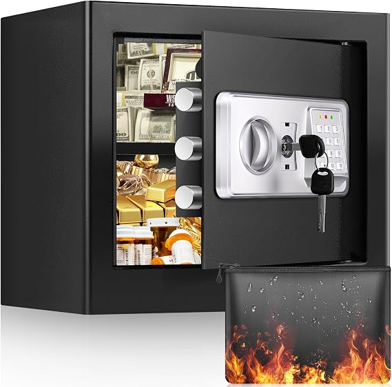 Mejasg 34L Digital Home Safe Box with Code, Money Bag and Removable Shelf
