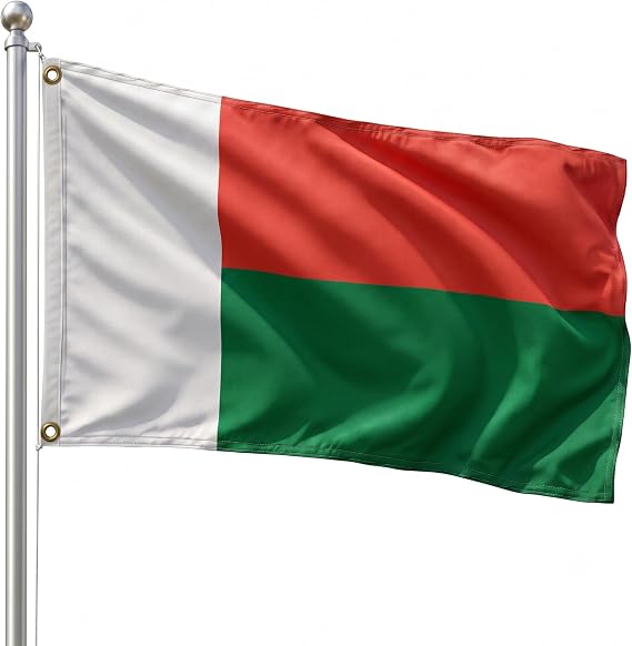 DMSE Madagascar National Flag, 2ft x 3ft - Fade-Resistant Outdoor & Indoor Flag - Quad-Stitched Fly End & Heavy-Duty Brass Grommets (2ft x 3ft)