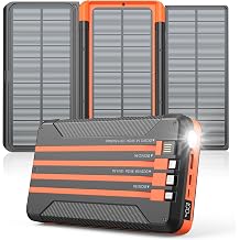 Power Bank Solar Charger 46800mAh Built in 4 Cables 3 Foldable Solar Panels, PD20W Fast Charging Portable Charger, LED Display Powerbank USB C inOutput, External Battery Pack with SOS Camping Light