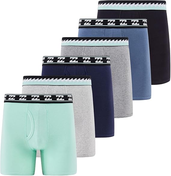 Billabong Mens Underwear, 6 Pack Breathable Cotton Stretch Tagless Briefs