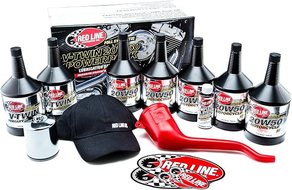 Red Line 90226 Big Twin 20w50 Power Pack Oil Package with K&N High Performance Oil Filter (Complete Kit, Chrome Filter)