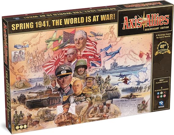 Renegade Game Studios Axis & Allies: Anniversary Edition – 40th Anniversary WWII Strategy Board Game, Deluxe Edition with Huge 24"x46" Map, 672 Miniatures, 2-6 Players, Ages 12+ | Deluxe 40th anniversary set with 600+ miniatures, huge 24x46 inch map, Italy as Axis power, and new cruiser units