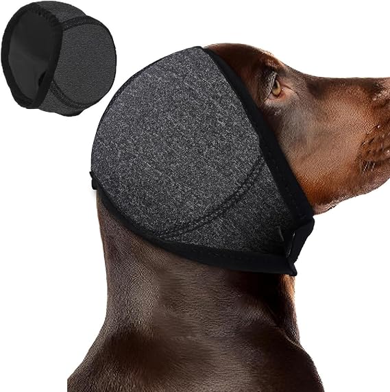 Dog Ear Protectors,Waterproof Dog Ear Defenders,Adjustable Dogs Ear Muffs Noise Protection Dogs Ears Cover,Ears Shower Cap Pet Snood Ears Covers for Bath Grooming Swimming (Gray, M)