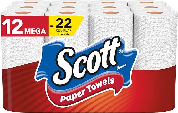 Scott Paper Towels, Choose-A-Sheet - 12 Mega Rolls = 22 Regular Rolls (102 Sheets Per Roll)