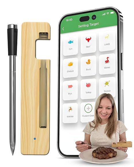 Grill Sync Wireless Meat Thermometer for Grilling, Smoking, Bluetooth