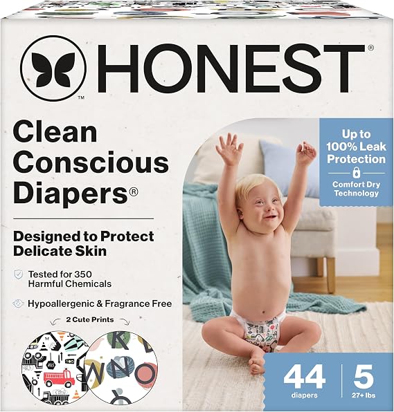 The Honest Company Daytime Diapers, Big Trucks, Size 5, 44 Count