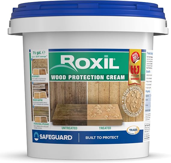 Roxil Wood Sealer Cream (1.5 Gallopn Clear) - One-Coat 10-Year Waterproof Outdoor Wood Treatment & Sealant for Deck, Fence, Sheds, Furniture