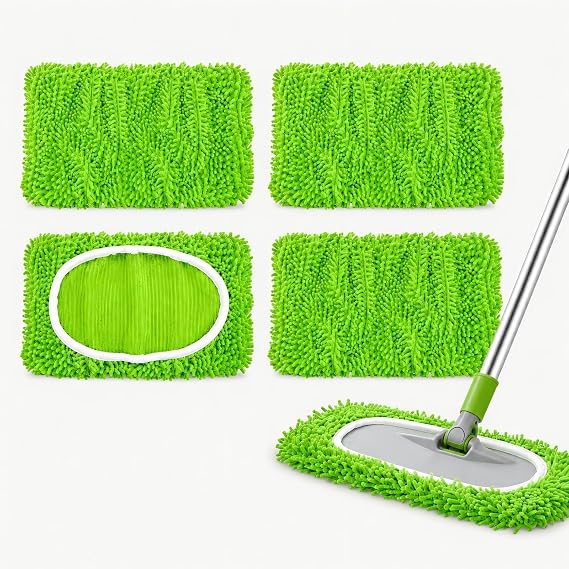 RAINFLOW 4 PCS Reusable Mop Pads Refill Suitable for 10-12 inch Dust Mops