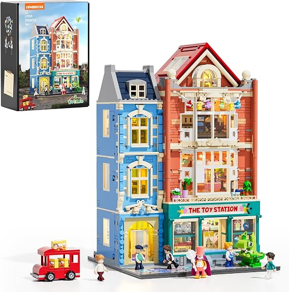 Lumibricks Stadtleben Spielzeugladen Beleuchtung Klemmbausteine Haus 3086Pcs Modular Building 2-in-1 Bauhaus & Puppenhaus Jugendliche & Erwachsene Spielzeugfans L9100