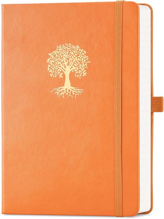 EMSHOI A5 Lined Notebook, Hardcover Journal Notepad, 192 Pages, Orange